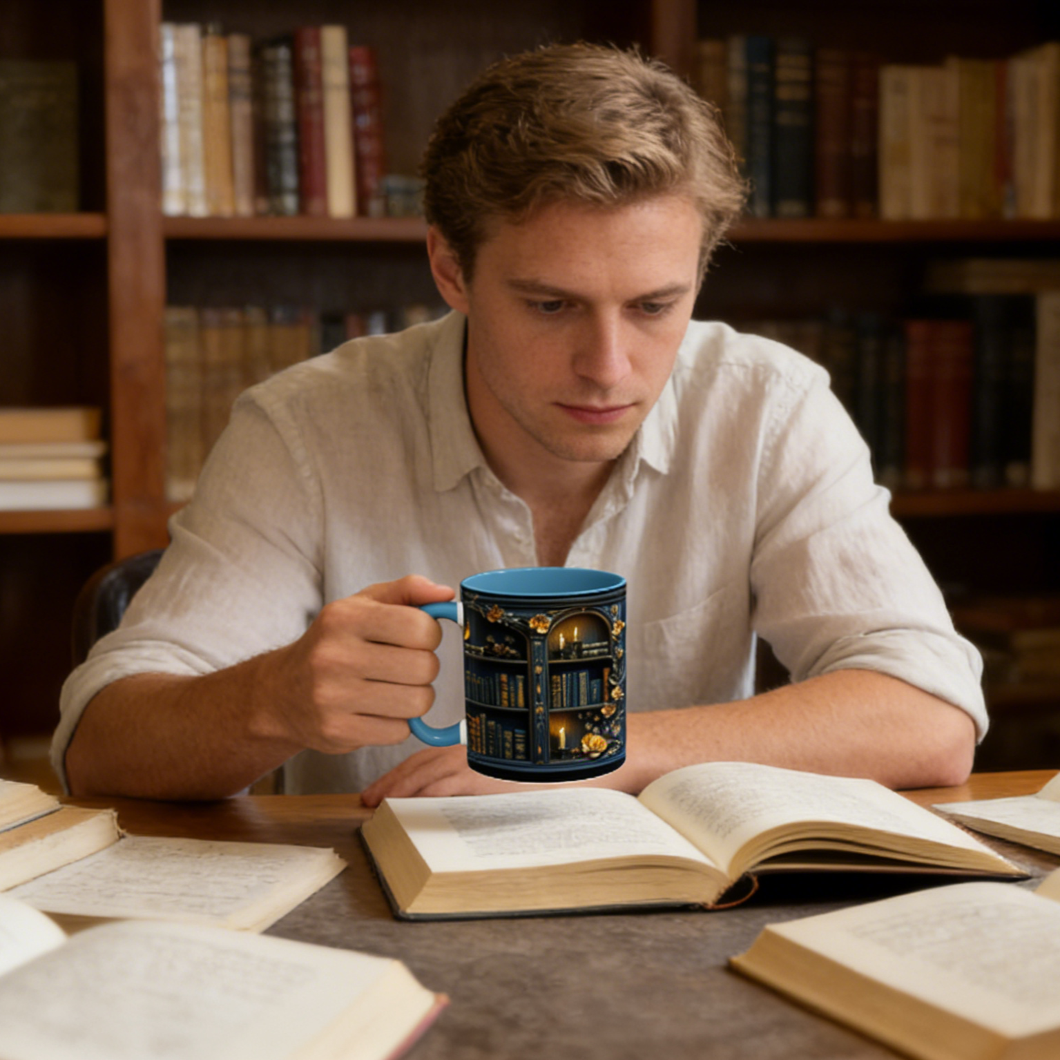 Ceramic Dark Academia Aesthetic Gothic Bookshelf Coffee Mug | WSMug18