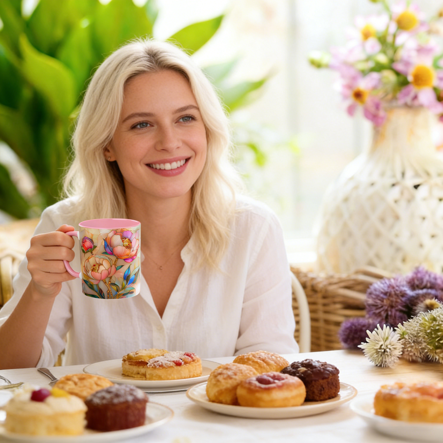Imitation Stained Glass Floral Art Mug | WSMug46