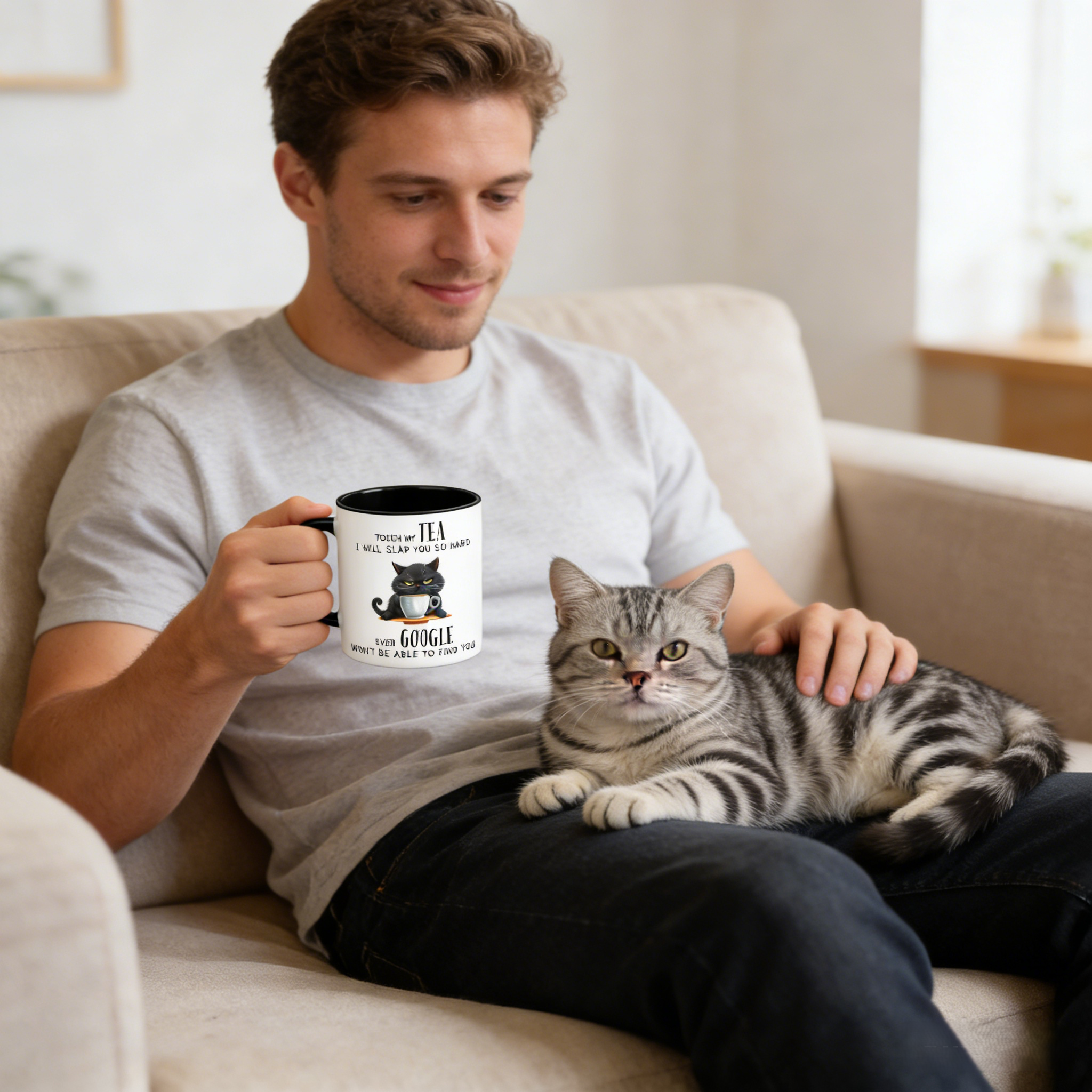 Touch My Tea Even Google Wont Be Able To Find You Funny Cat Mug | WSMug58