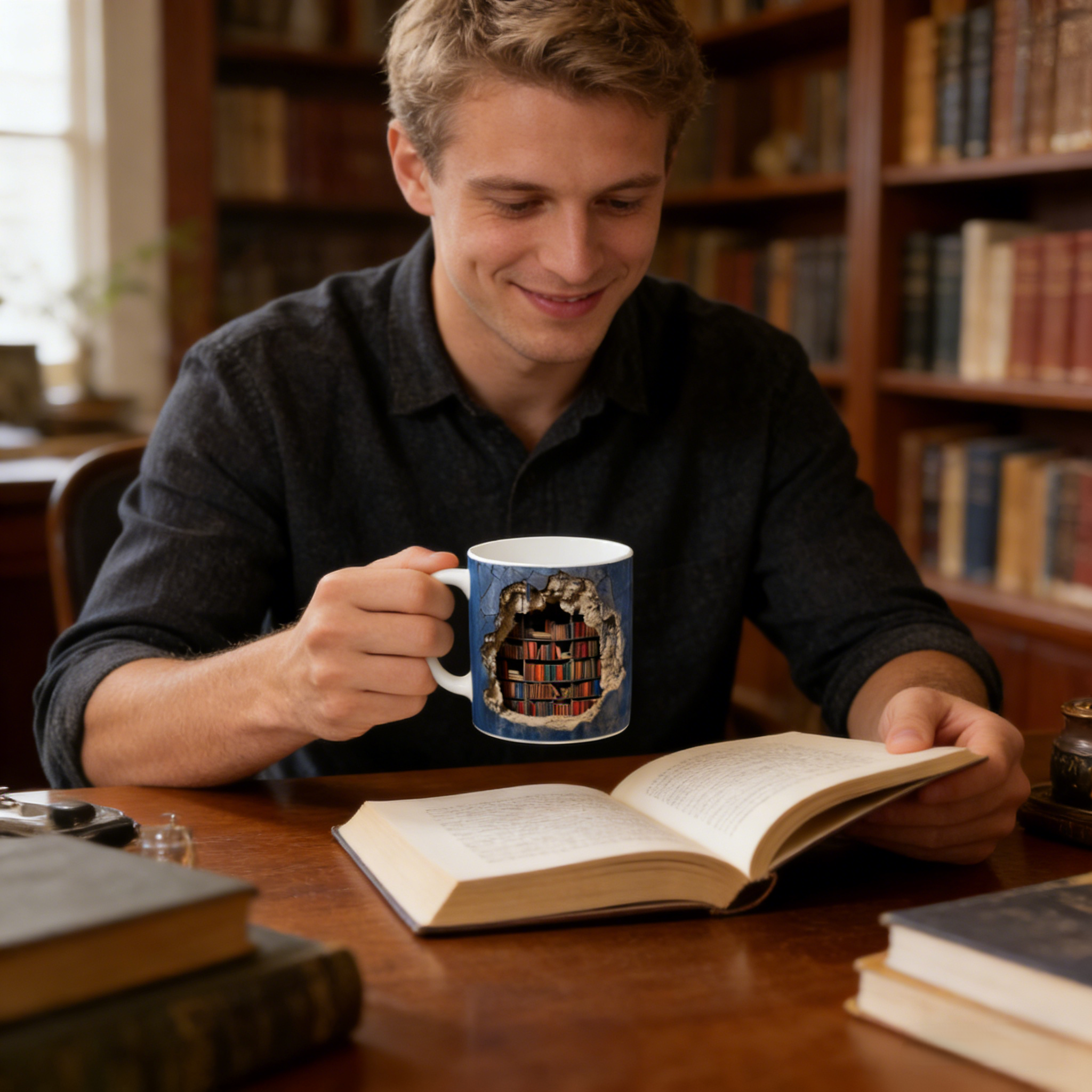 Effect Bookshelf Books Ceramic Mug | WSMug14