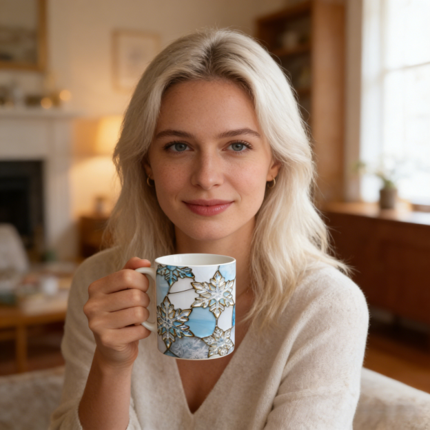 Imitation Stained Glass Snowflake Mug | WSMug50