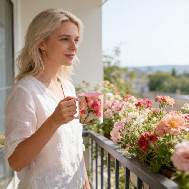 Imitation Stained Glass Flower Mug | WSMug43