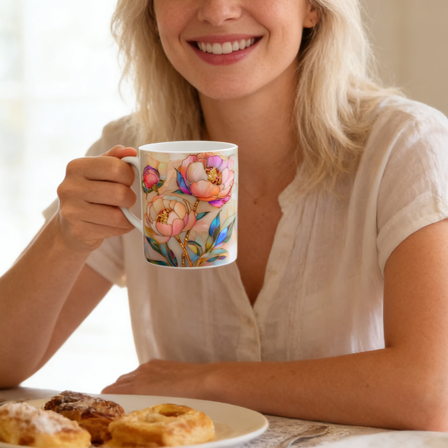 Imitation Stained Glass Floral Art Mug | WSMug46