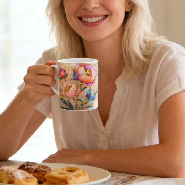 Imitation Stained Glass Floral Art Mug | WSMug46