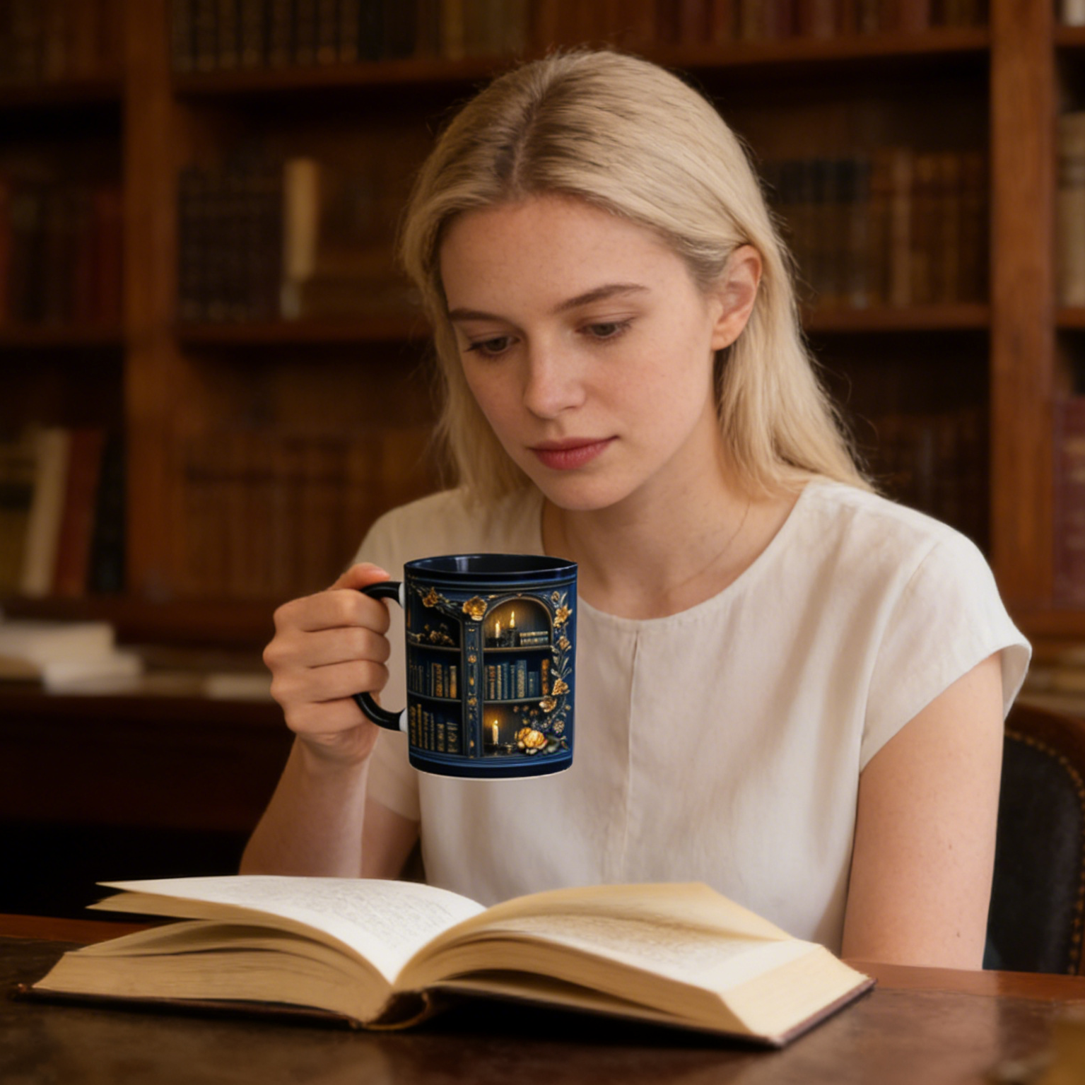 Ceramic Dark Academia Aesthetic Gothic Bookshelf Coffee Mug | WSMug18