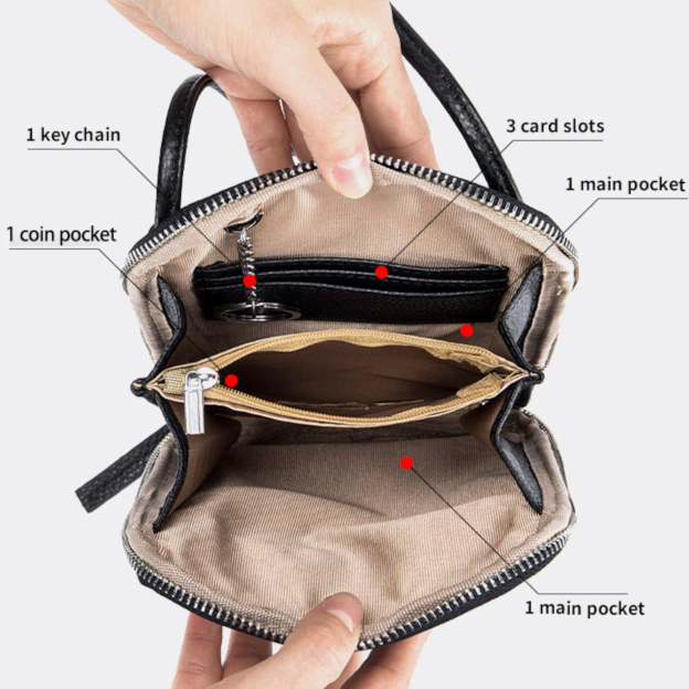 Personalized Adjustable Strap Zip Card Slot Leather Phone Bags | OFBag01