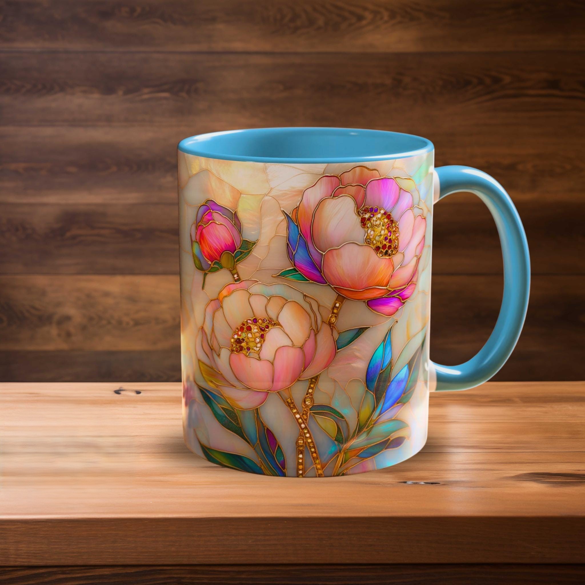 Imitation Stained Glass Floral Art Mug | WSMug46