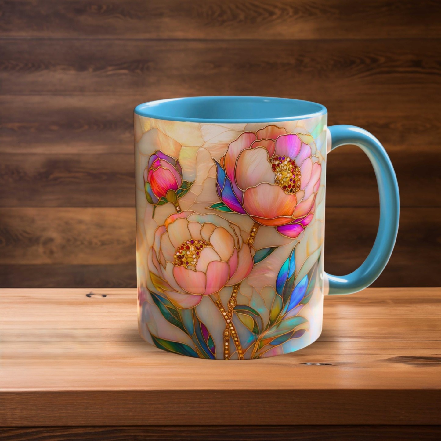 Imitation Stained Glass Floral Art Mug | WSMug46