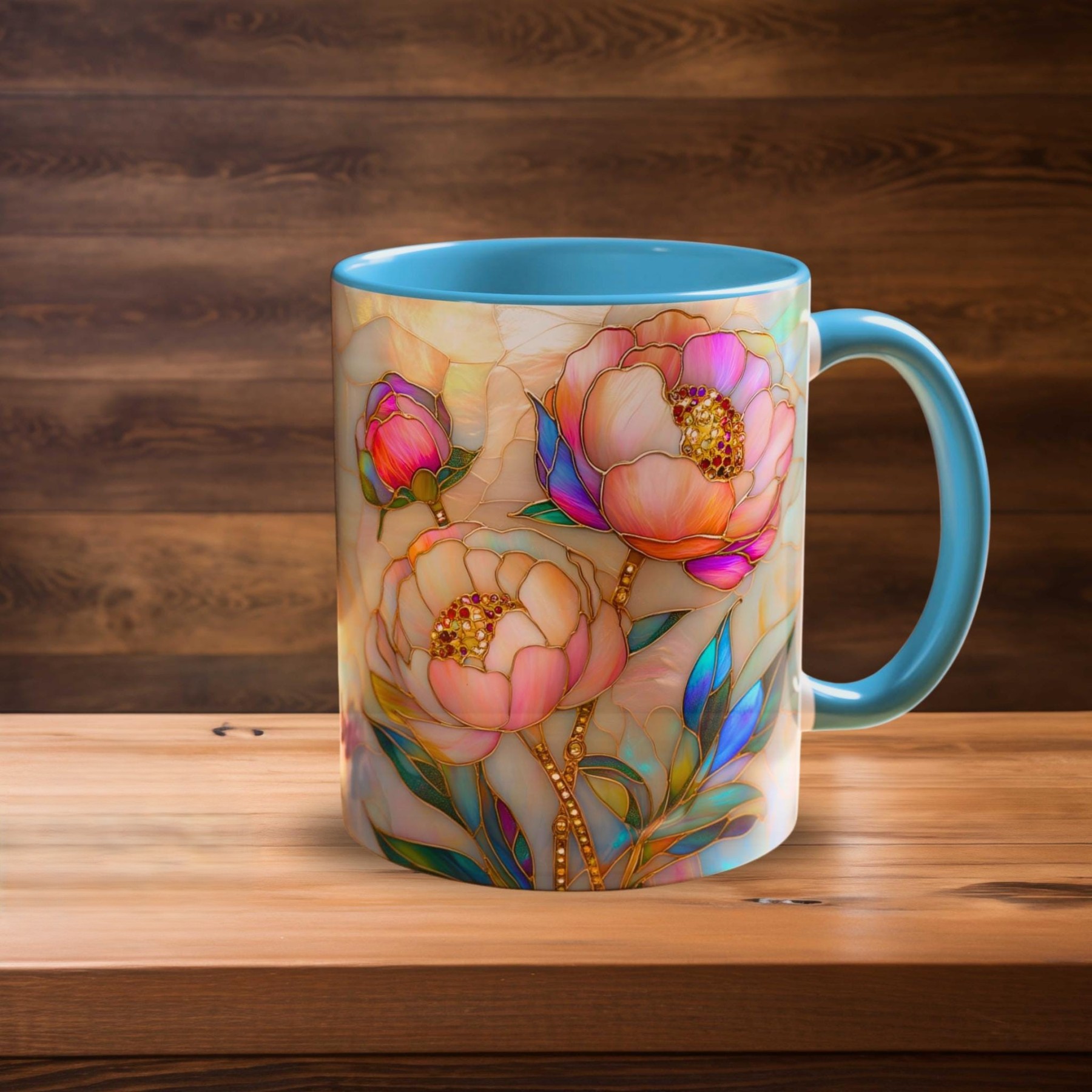 Imitation Stained Glass Floral Art Mug | WSMug46