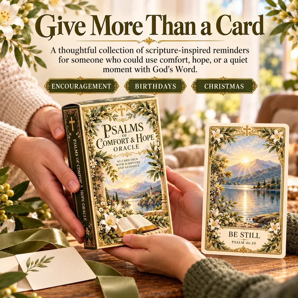 Psalms of Comfort and Hope deck being given as a gift