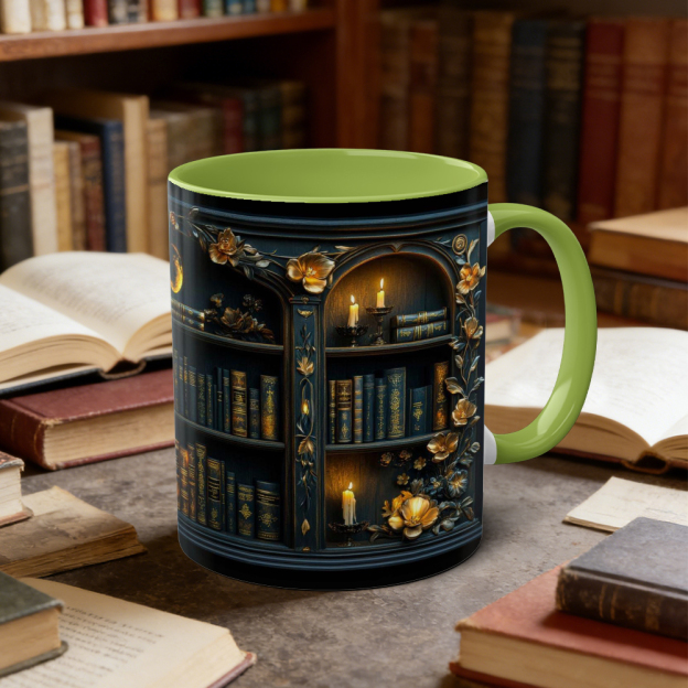 Ceramic Dark Academia Aesthetic Gothic Bookshelf Coffee Mug | WSMug18