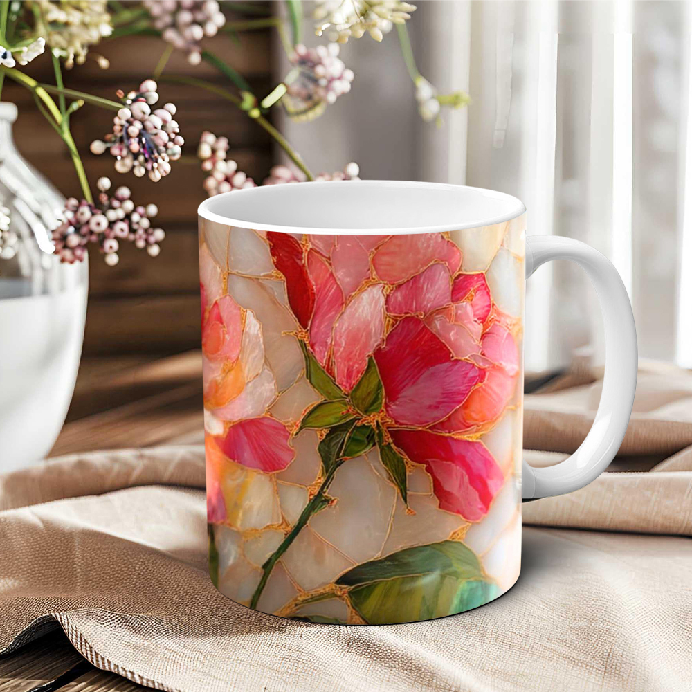 Imitation Stained Glass Flower Mug | WSMug43