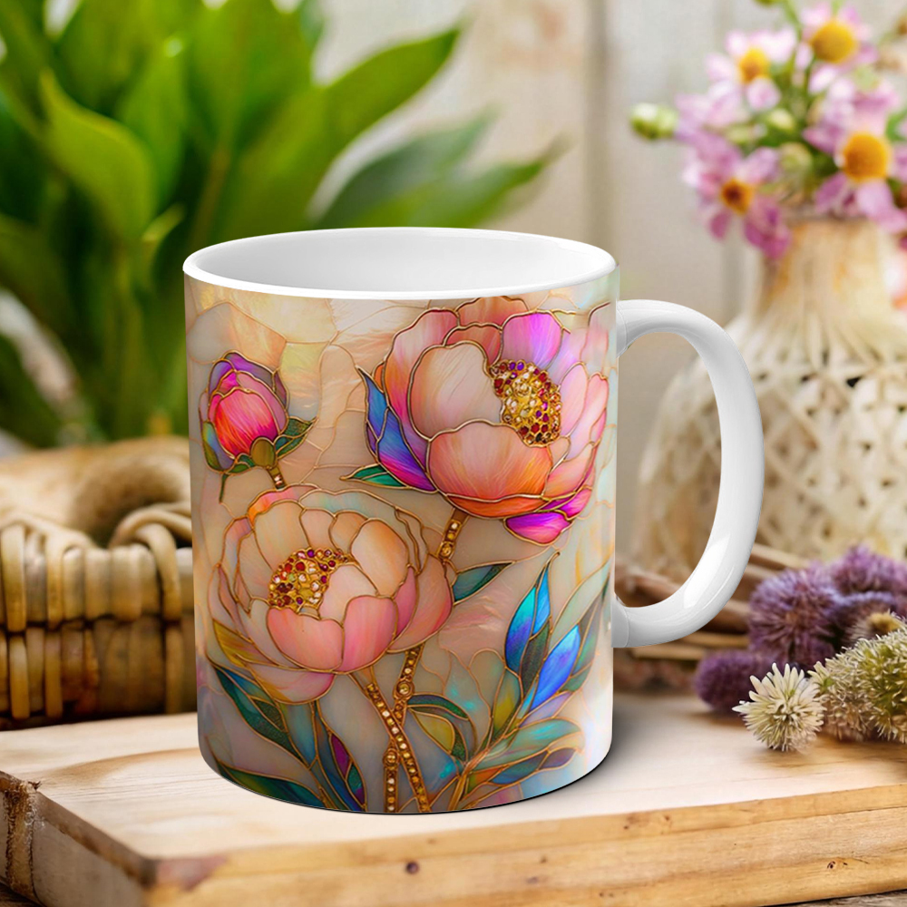 Imitation Stained Glass Floral Art Mug | WSMug46