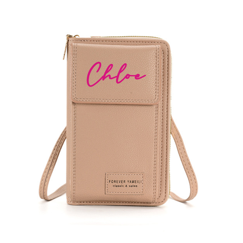 Personalized Crossbody Zip Card Slot Leather Phone Bags | OFBag02
