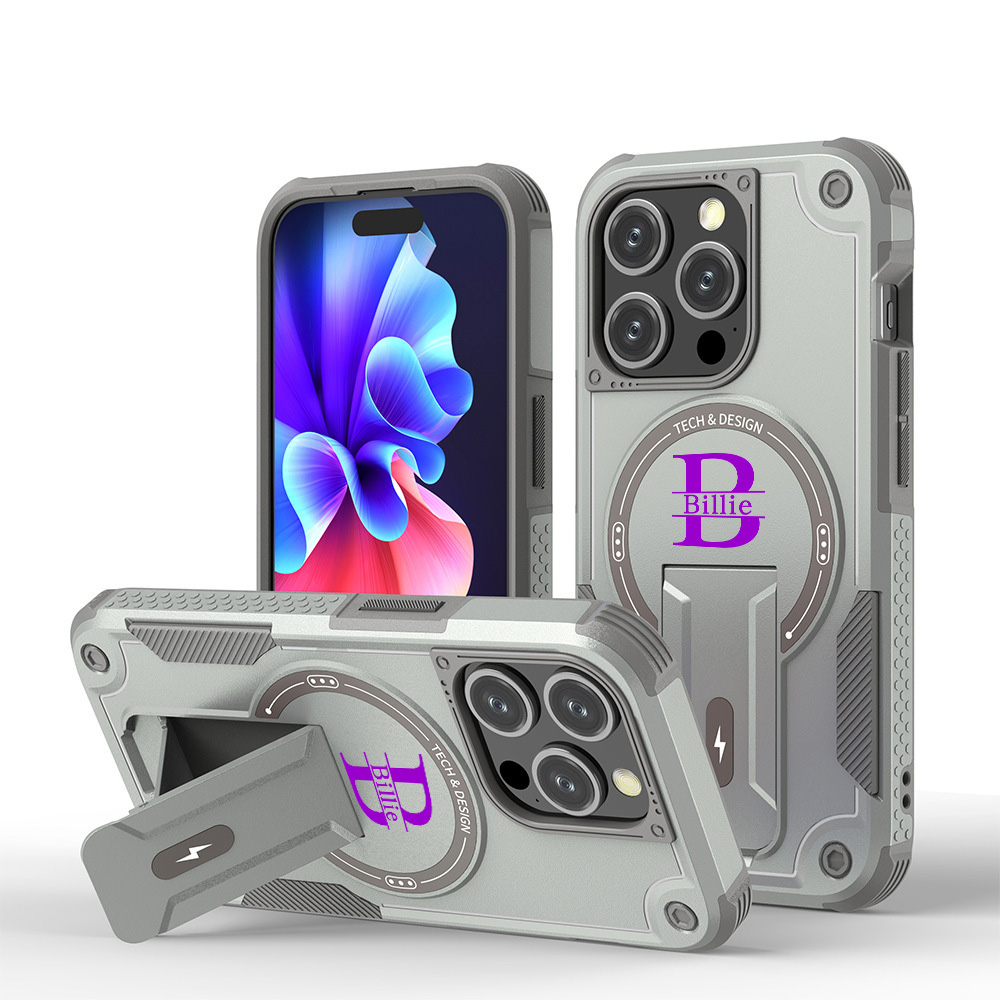 Personalized Monogram Magnetic Phone Case for iPhone and Samsung with Invisible Stand | OFCase159
