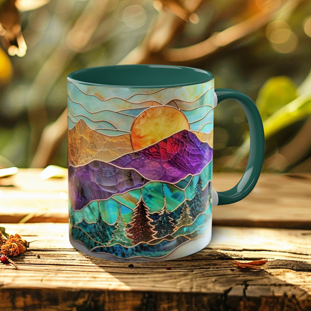 Imitation Stained Glass Mountain Landscape Mug | WSMug51