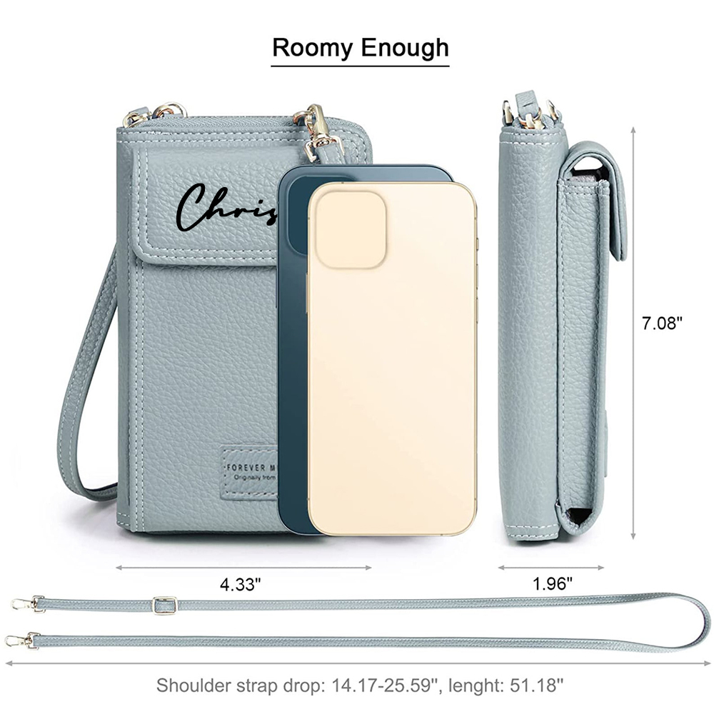 Personalized Crossbody Zip Card Slot Leather Phone Bags | OFBag02
