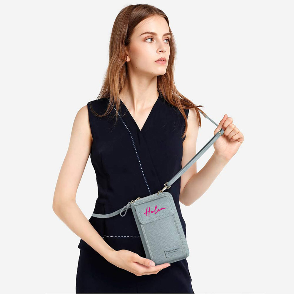 Personalized Crossbody Zip Card Slot Leather Phone Bags | OFBag02