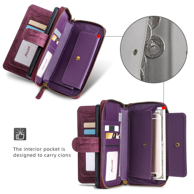 Personalised Monogram Zipper Wallet Detachable Phone Case | OFCase122