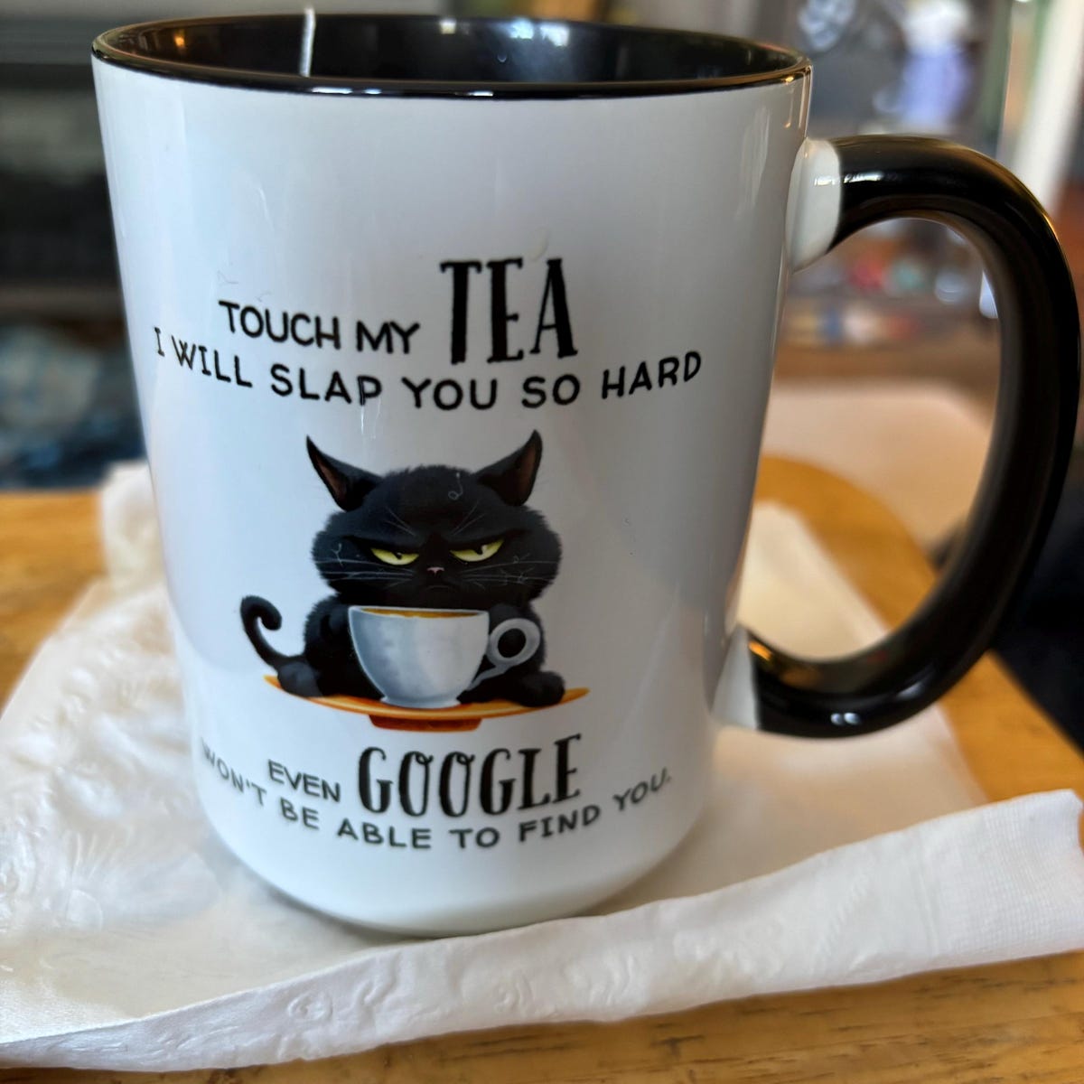 Touch My Tea Even Google Wont Be Able To Find You Funny Cat Mug | WSMug58