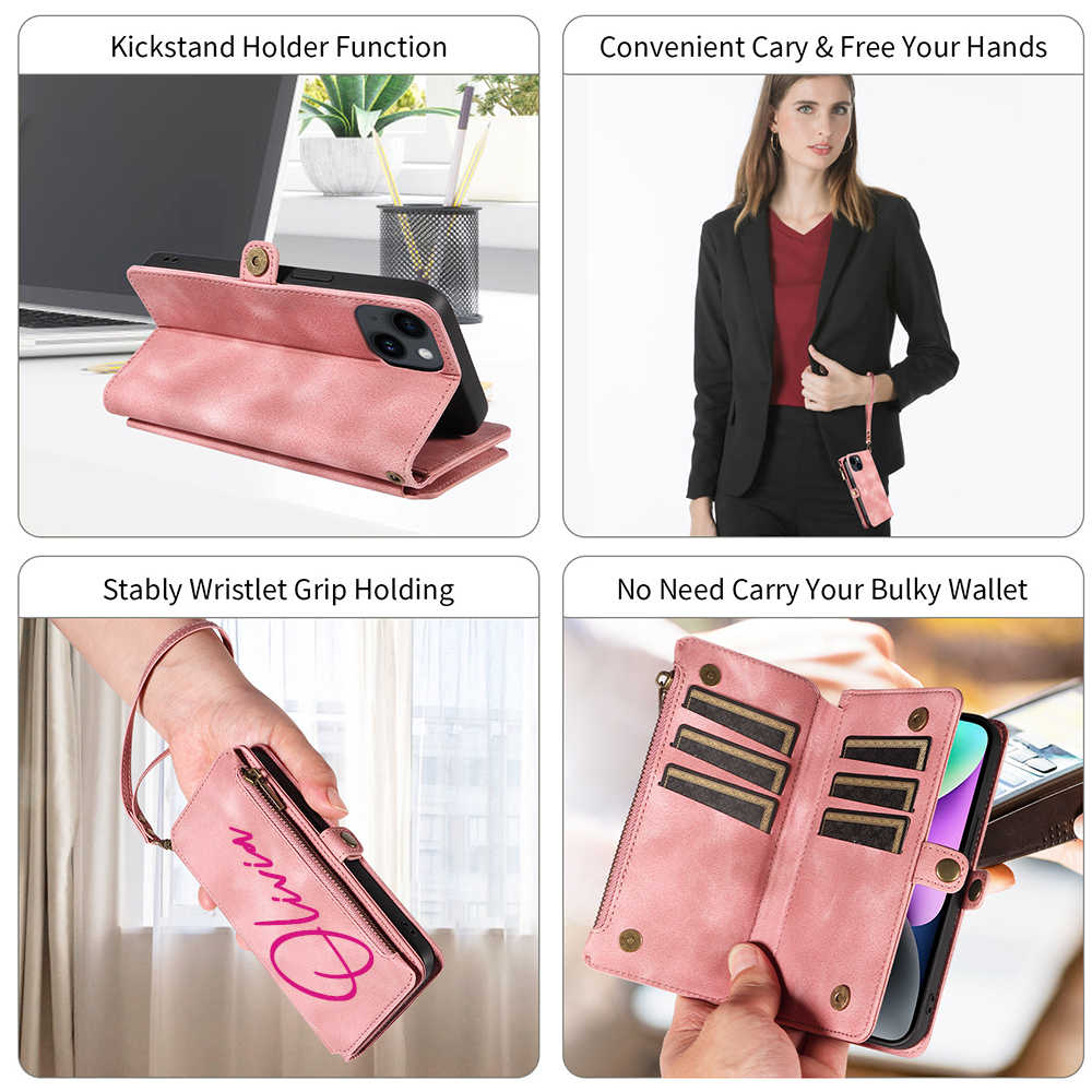 Personalised Monogram Card Holder Zipper Wallet Phone Case | OFCase116