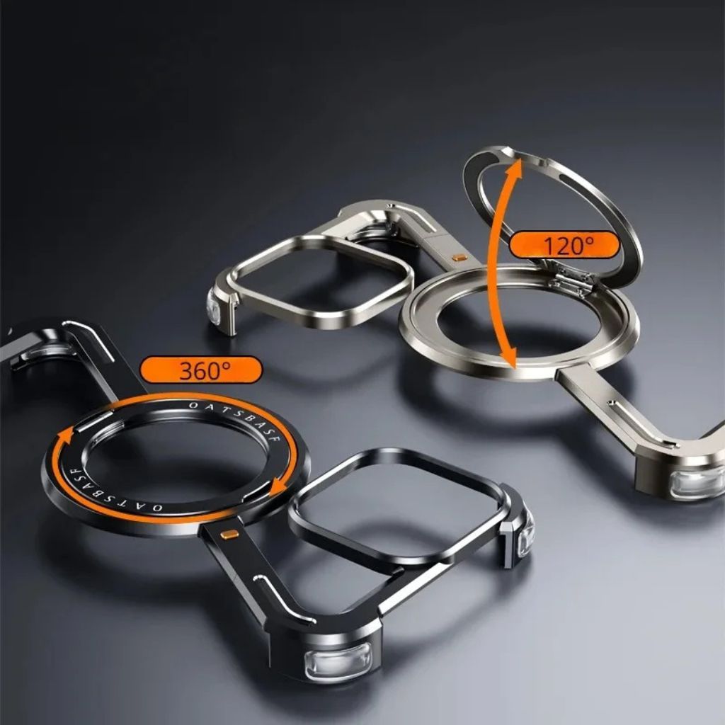360° Rotation Kickstand MagSafe Aluminum Metal Frameless Z Design Bumper Phone Case for iPhone & Samsung Phone | OFCase158