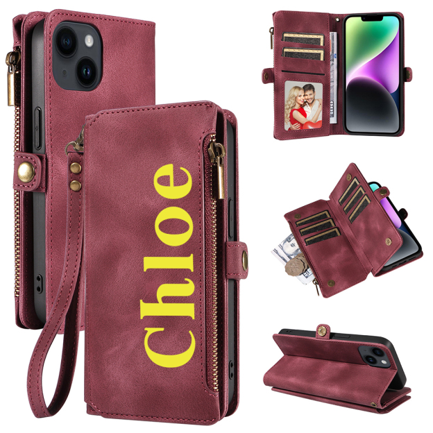 Personalised Monogram Card Holder Zipper Wallet Phone Case | OFCase116