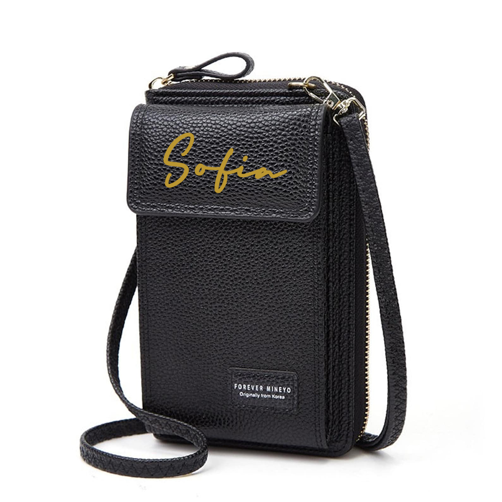 Personalized Crossbody Zip Card Slot Leather Phone Bags | OFBag02