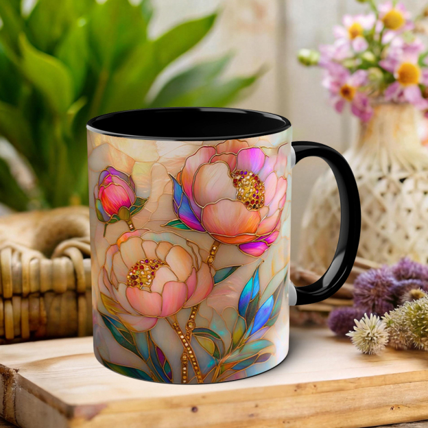 Imitation Stained Glass Floral Art Mug | WSMug46