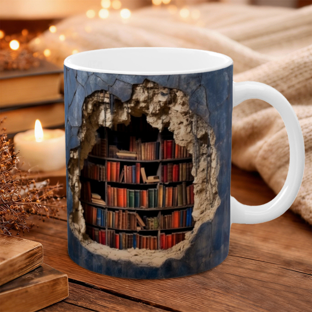 Effect Bookshelf Books Ceramic Mug | WSMug14