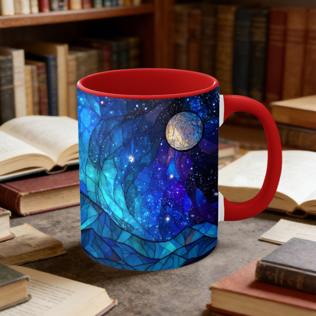 Stained Glass Starry Sky Mountain Ceramic Mug | WSMug09