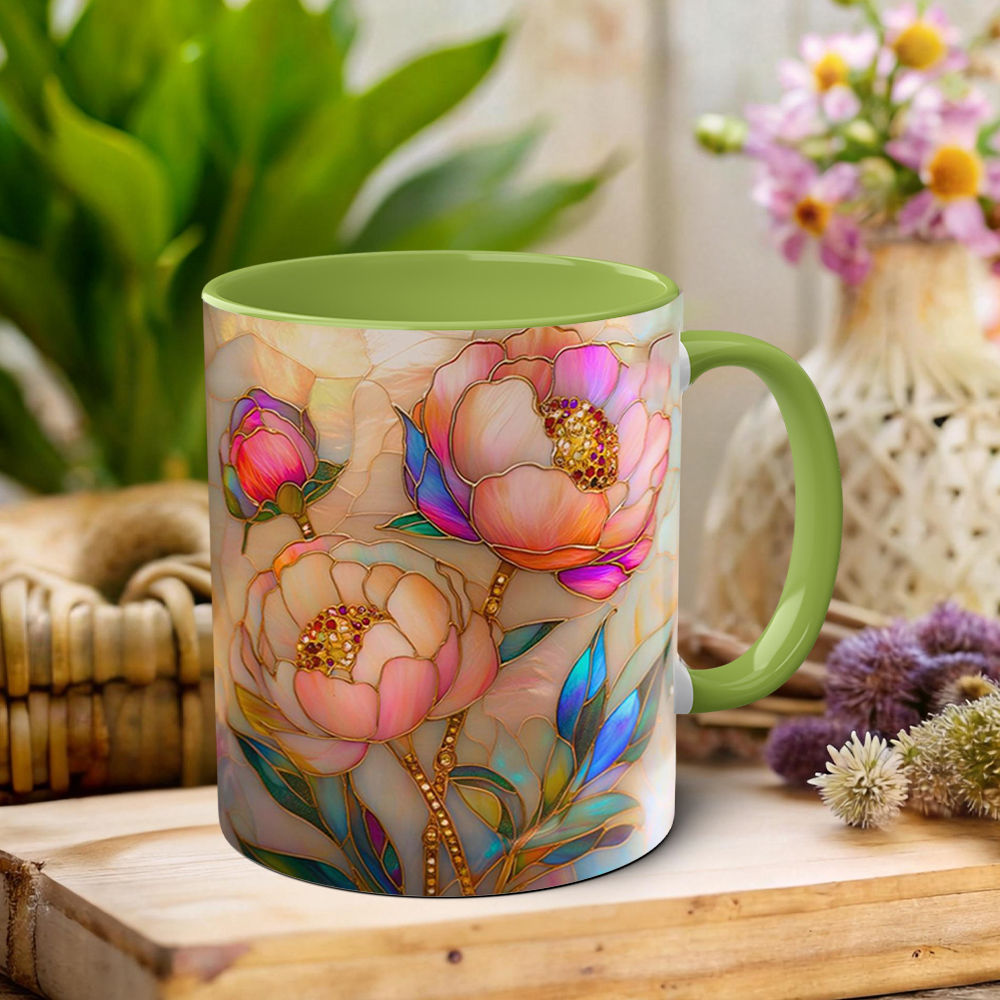 Imitation Stained Glass Floral Art Mug | WSMug46