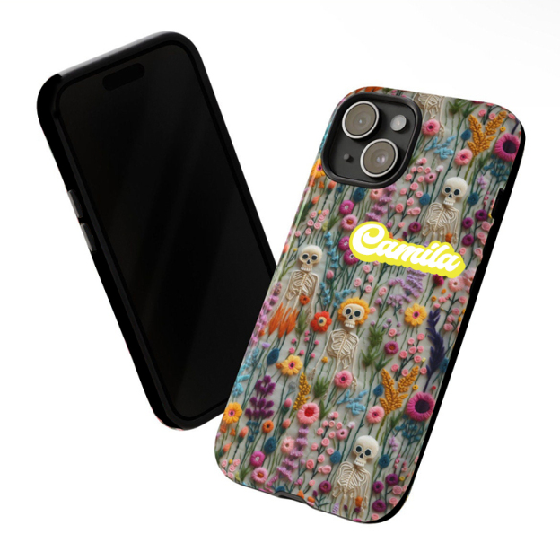 Personalised Name Vintage Skeletons Halloween Phone Case | OFCase132