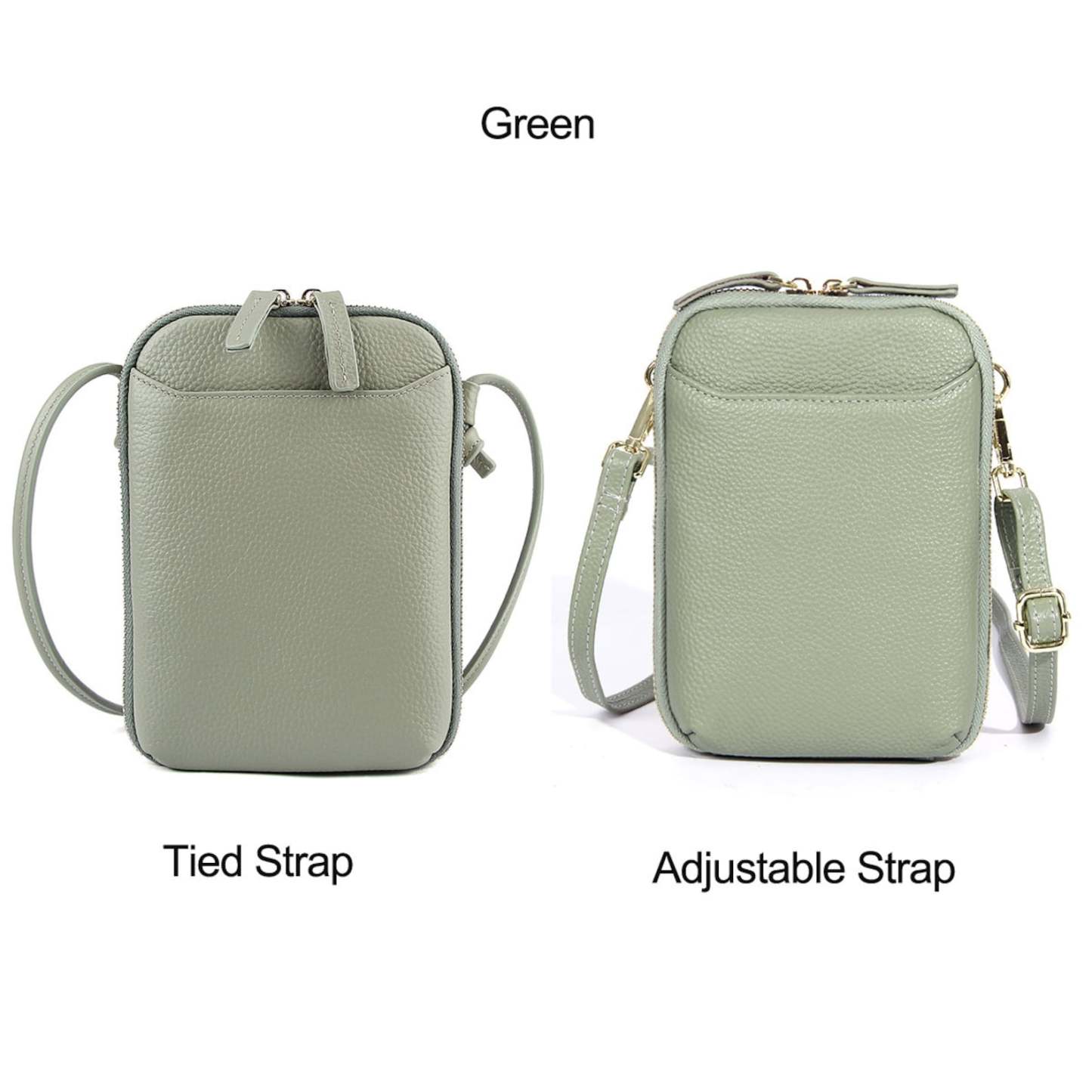 Personalized Adjustable Strap Zip Card Slot Leather Phone Bags | OFBag01