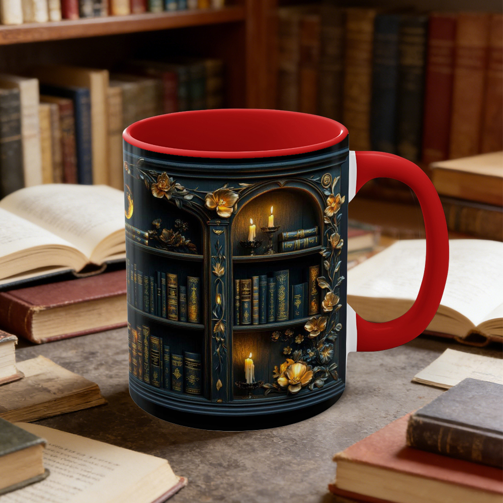 Ceramic Dark Academia Aesthetic Gothic Bookshelf Coffee Mug | WSMug18
