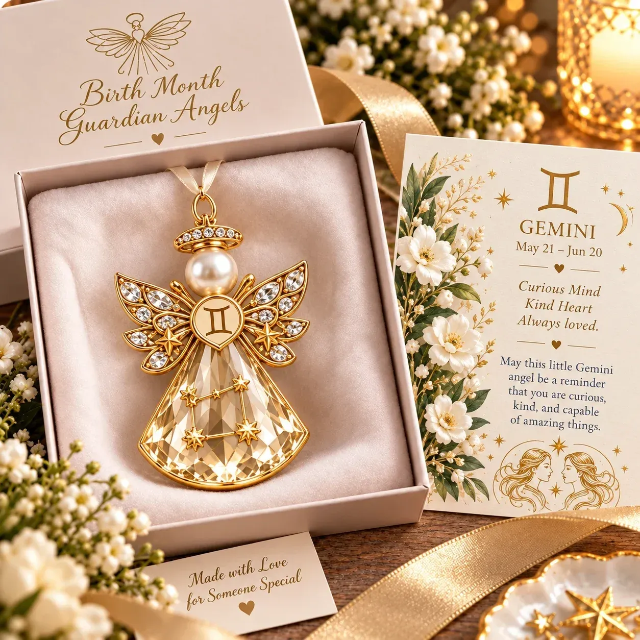 Gemini zodiac keepsake design with matching card