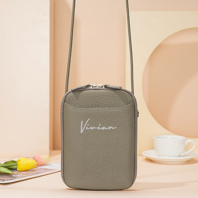 Personalized Adjustable Strap Zip Card Slot Leather Phone Bags | OFBag01