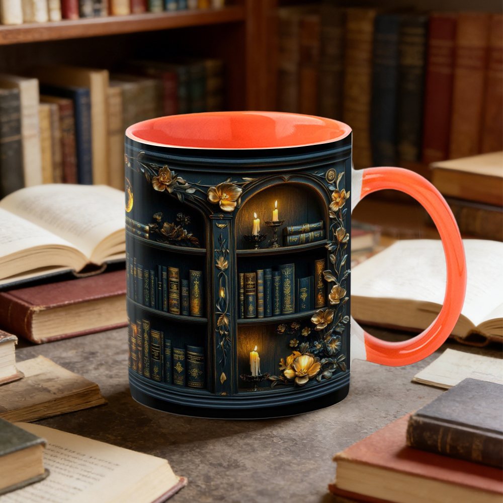 Ceramic Dark Academia Aesthetic Gothic Bookshelf Coffee Mug | WSMug18