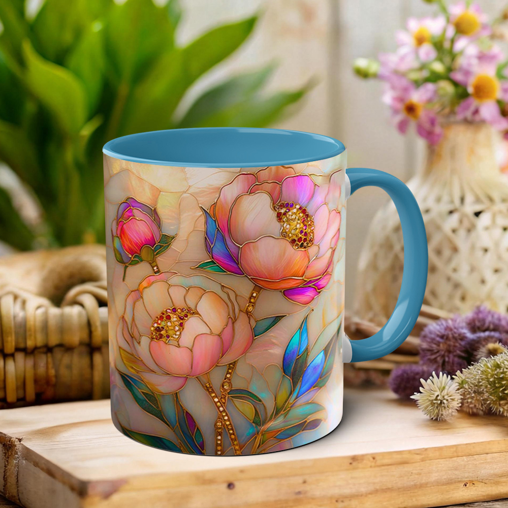Imitation Stained Glass Floral Art Mug | WSMug46