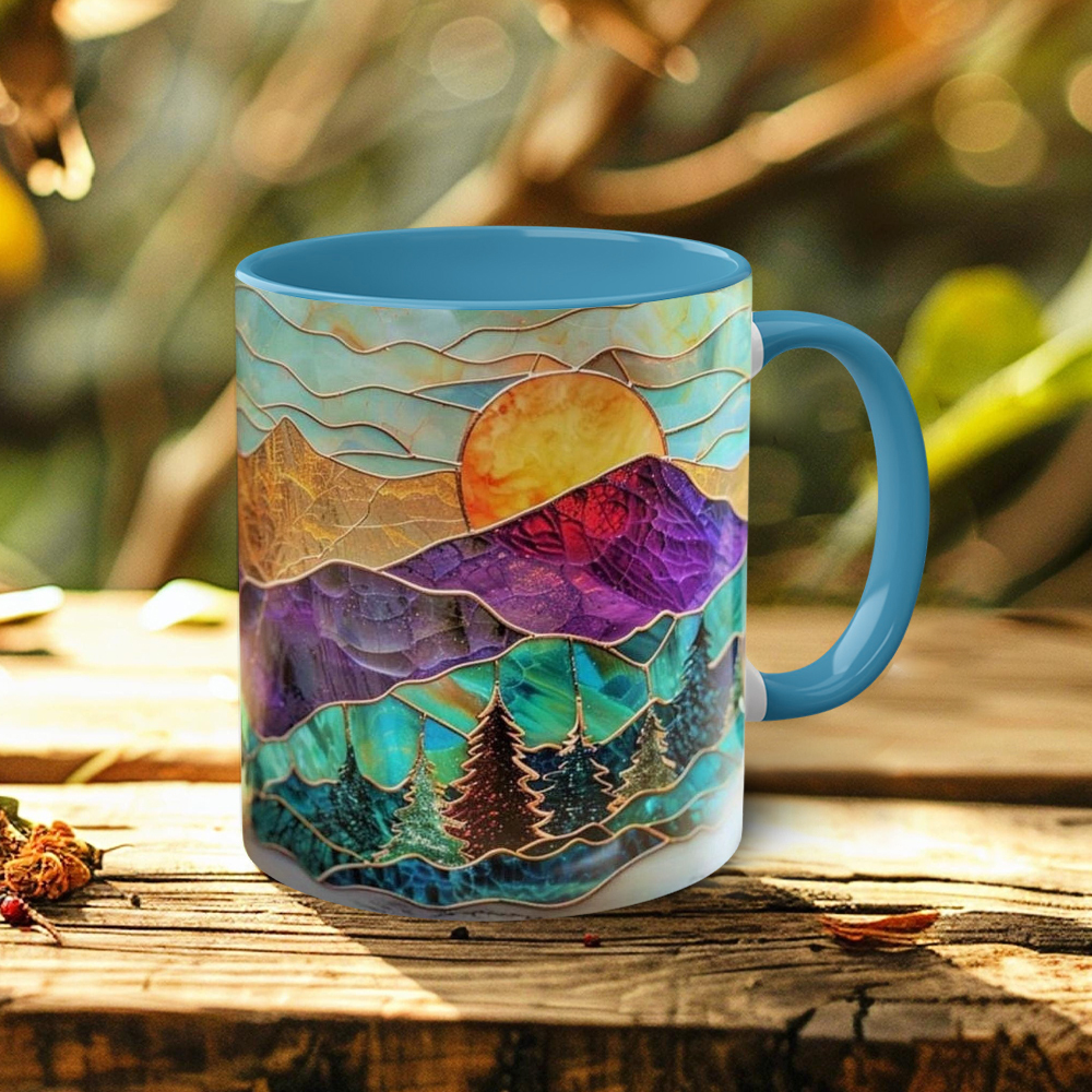 Imitation Stained Glass Mountain Landscape Mug | WSMug51