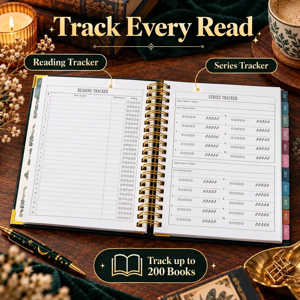 Book review pages, reading challenges, and bookshelf coloring pages