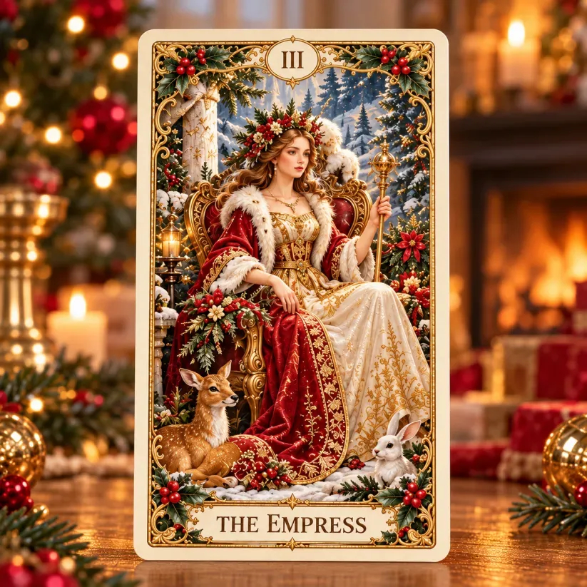 🔮Victorian Christmas Tarot | 78-Card Illustrated Deck & Matching Box🎄