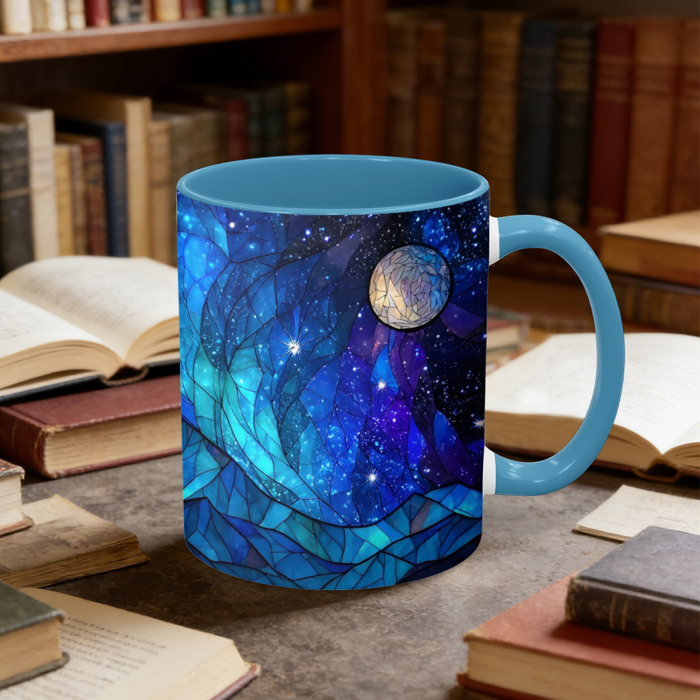 Stained Glass Starry Sky Mountain Ceramic Mug | WSMug09