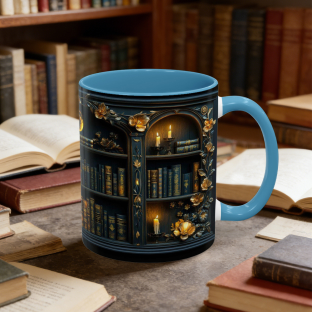 Ceramic Dark Academia Aesthetic Gothic Bookshelf Coffee Mug | WSMug18