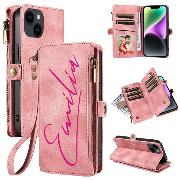 Personalised Monogram Card Holder Zipper Wallet Phone Case | OFCase116