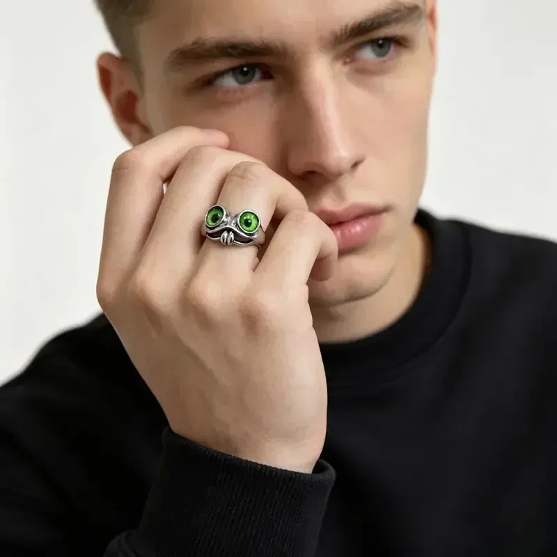925 sterling silver frog ring with open adjustable band