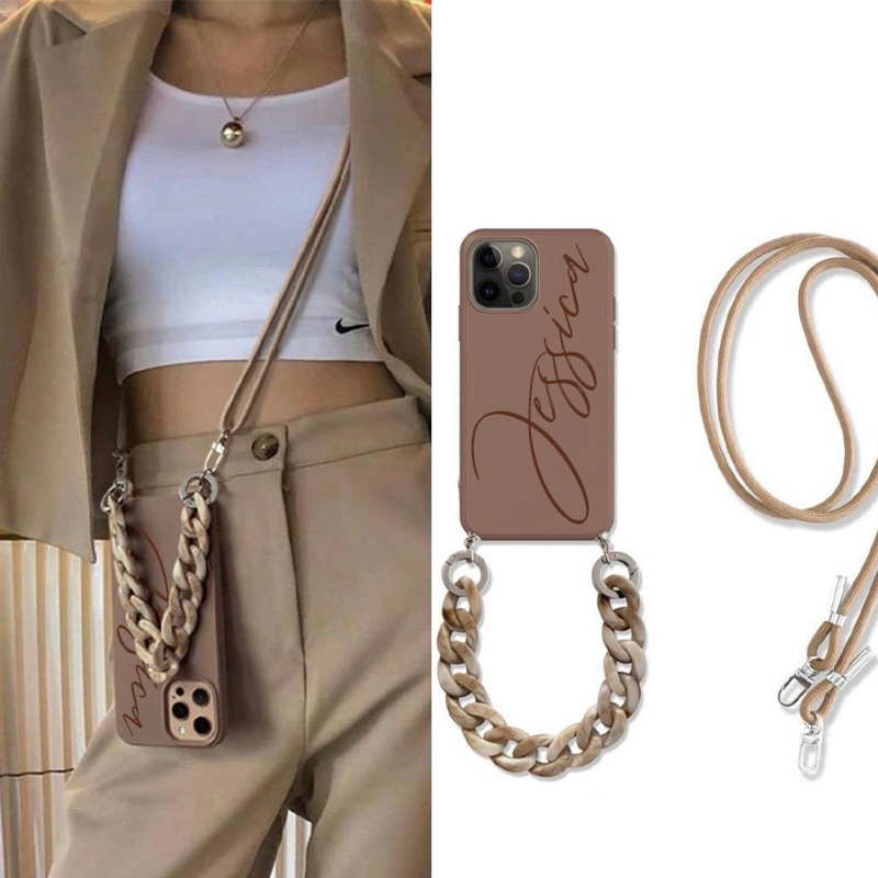 Personalized Protective-Crossbody Bracelet Lanyard Phone Case with Chain | OFCase045