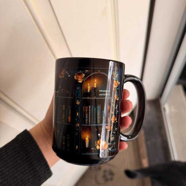Ceramic Dark Academia Aesthetic Gothic Bookshelf Coffee Mug | WSMug18