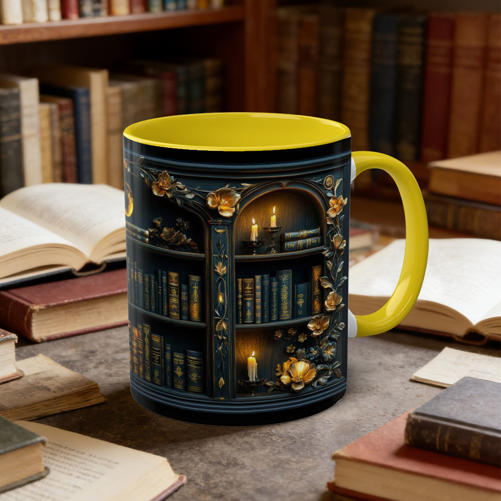 Ceramic Dark Academia Aesthetic Gothic Bookshelf Coffee Mug | WSMug18