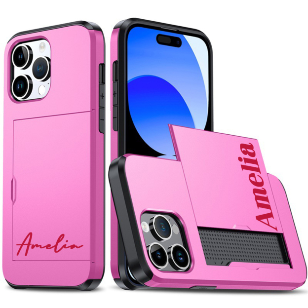 Personalised Monogram Dual Layer Hidden Card Slot Slim Wallet Phone Case | OFCase124